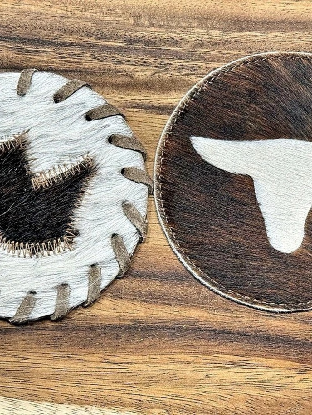 Hair-On Hide Coaster Set Brown & White